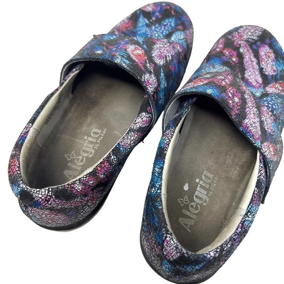 ALEGRIA Lauryn Nubuck Velcro Cross Strap Slip On Loafer Clogs - Picture 7 of 14